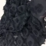 Jacquard Chiffon Fabric Peacock Feather Pattern DIY Tassel Fringe Dress Material