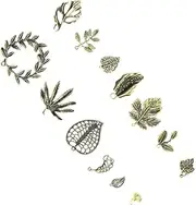 [Gogogmee] Create Unique Jewelry 40pcs Vintage Leaf Pendants Necklace Bracelet Charm Kit Diy Jewelry Pendant Set