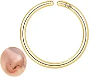 [ALACLO] 14K Gold Nose Ring Hoop for Women and Men, 6mm Tiny Gold Nose Ring Stud Piercing Jewelry, 20G, 20g-6mm, Yellow Gold, no gemstone