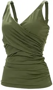 [Dolfin] Women's Solid Wrap Tankini Top