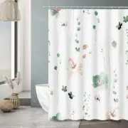 Watercolor Floral Shower Curtain, Sage Green Modern Minimalist Bath White