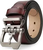 [JingHao] A23 Belts for Men Genuine Leather Belt for Dress & Jeans Big and Tall Size S-9XL