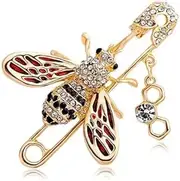 [QRH] Crystal Bee Brooch Animal Enamel Brooch Cute Novelty Dress Collar Insect Brooch Jacket Accessories Decoration Lovely Hat Jewelry Gift
