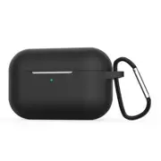 2Pcs For Apple AirPods Pro Wireless Earphone Silicone Protective Case with Hook(Black)