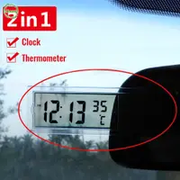 在飛比找蝦皮購物優惠-Cf 2合1汽車車載時鐘液晶數字溫度計吸盤式時鐘透明