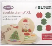 Holiday Cookie Stamp XL 7 Pc Cookie Cutter Set Chef New christmas tree santa