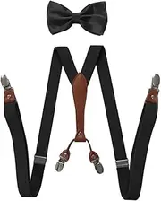 [SLEDEZ] Men's Suspender Bow Tie Set Men's and Women's Suspenders Bib Clip Bow Tie Set (Color : Colour 2, Size : Free Size)