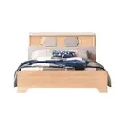 Design Square Scandinavian Wooden Bed Frame Built-In LED W/ Bed Head Double Size