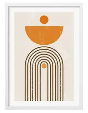 [Profile Australia] Australian Made Orange Boho Sun Arch Art Print A1 Frame in White