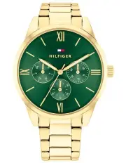 [Tommy Hilfiger] Camille Ionic Plated Thin Gold Steel Dial Watch in Green