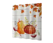 Shower Curtain Water Proof Single Printing Reusable Privacy Protection Bathing Curtain Autumn Decor Daily Use-A