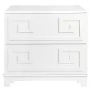 Greek Key Bedside Table - White