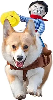 NACOCO Cowboy Rider Dog Costume for Dogs Clothes Knight Style with Doll and Hat for Halloween Day Pet Costume(M)