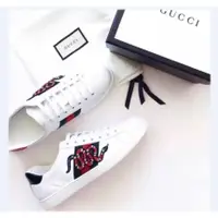 在飛比找蝦皮購物優惠-【法國二手】Gucci Snake Ace 蛇刺繡皮革 經典