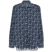 [Barba] Barba Leaf-print Shirt 40 CM BLUE