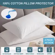 2/4/6 Pack Terry Cotton Waterproof Pillow Protector Towelling Pillow Cover Case
