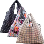 3 Pack Extra Large Reusable Grocery Bags Washable Bag Foldable with Pouch Cute F