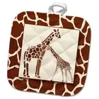 3dRose Two Giraffes Watercolor with Giraffe Animal Print Jungle Safari Theme 8x8