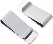 [Disenkelubo] 2 Pcs Stainless Steel Money Clips, Silver Money Cards Holder Slim Cash Wallet Credit Cards Holder for Men Women, One Size, Classic