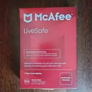 McAfee LiveSafe 2025 Unlimited Devices, Antivirus Internet, 1 Year, Sealed Box!