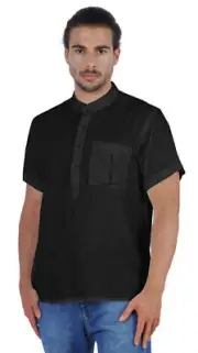 Atasi Short Kurta Mandarin Collar Tee Solid Short Sleeve Henley-Uwr