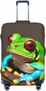 [CADREWY] Red Eyes Tree Frogs Print Travel Suitcase Cover Luggage Protector with Elastic Anti Scratch for Carry On, Black, Medium