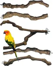 Allazone 5 PCS Natural Grape Stick Perch Swing Chewing Toys for Parrot Cages, Cockatiels, Parakeets, Finches