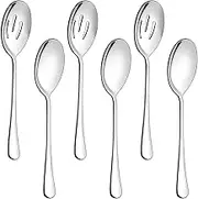 Disnace Serving Spoons Set, 6 Pcs, Stainless Steel, Slotted & Round, 22 cm, Silver