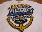 Boy's youth kids Volcom Stone t shirt HOW ARRR you doin white TEE XL NEW *spots