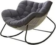 Lazy Rocking Egg Chair Cushion, Indoor Outdoor Oversized Lounge Wicker Papasan Cushion, Thick Nest Back Seat Pillow for Patio Porch Garden(Only Cushion)(Dark Gray)