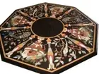48" Handmade Black Marble Console Table Pietradura Work Centerpiece Furniture