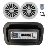 Pyle Marine Radio,Spa Bezel,Adapter, Antenna,Wire, 2x 6.5" 180W White Speaker