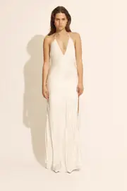 yve halter dress in orchid white