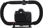 LIFKICH Foldable Video Rig Phone Stabilizer Grip Handheld Camera Stabilizer for 3 Hot Shoe Ports Universal Screw Hole Bottom Sponge Handle