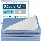 Dry Defender Mattress Sheet Protector Bed Underpad - Flat 24in x 36in - 3 Pack