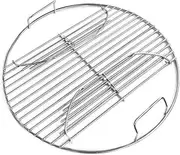GRILLVANA 201 Stainless Steel Charcoal Grill Cooking Replacement Grate (Actual Diameter 13.72 INCHES) with Handles and Hinges - Compatible with Weber 14" Smokey Joe