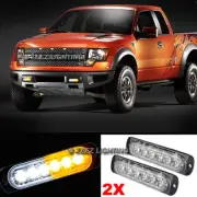 2X White&Amber 6 LED Emergency Hazard Warning Caution Beacon Strobe Light Bar#00