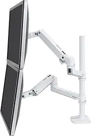 Ergotron – LX Vertical Stacking Dual Monitor Arm, VESA Desk Mount – for 2 Monitors Up to 40 Inches, 3.2 to 10 kg Each – Tall Pole, White