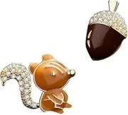 [WRITWAA] Elegant Asymmetrical Ear Studs Squirrel Clip Earrings for Women Christmas Present
