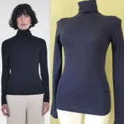 NWT SPLENDID (Made USA) Cotton/Modal The Classic Turtleneck Top RF8K560 Navy XS