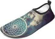 [BTCOWZRV] Water Shoes for Women Men White Dream Catcher Feather Water Sports Shoes Slip-on Breathable Lightweight Athletic Aqua Sock