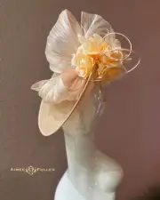 Bridal Kentucky Derby Hat Peach Blush Pale Pink Royal Ascot Silk Fascinator Hat