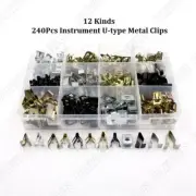 240PCS Mixed Car Console Instrument Dashboard Retainer Clips U-type Metal Clips (for: MG)