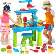 Sand Water Table Toy, 3In1 Kids Beach Sandbox Outdoor Activity Dolphin Water Whe