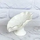 Lotus-leaf Shape Soap Dish White Green Soap Saver Ceramic Soap Holder Bathroom
