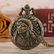 Antique Ethnic Men Women Analog Quartz Pocket Watches 80cm Necklace Chain Gift
