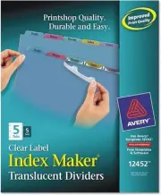 AVERY AVE12452 - Index Maker Print Apply Clear Label Plastic Dividers