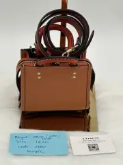 COACH Rogue 12 Color Block Mini Handbag 2way Shoulder Bag Orange Brown