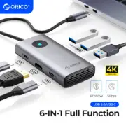 ORICO 6 in 1 USB C Docking Station USB C Hub Multiport Adapter HDMI 4K+PD+USB3.0