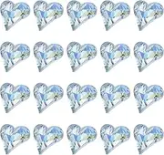 uxcell 20 Pcs 3D Heart Lake Blue Nail Rhinestones 12x13mm K9 Glass Crystal Rhinestones Pointed Back Crooked Heart Gems for Nail Charm Art DIY Decoration Craft